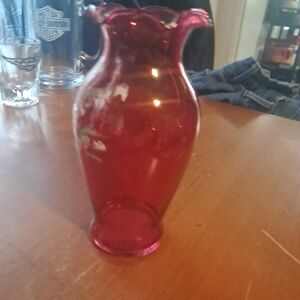 Hand painted Fenton Cranberry Glass